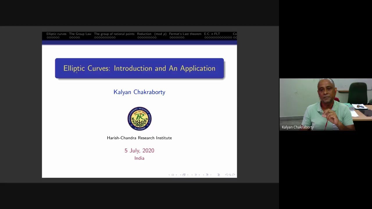 Elliptic Curves Lecture by Prof. Chakraborty 📘