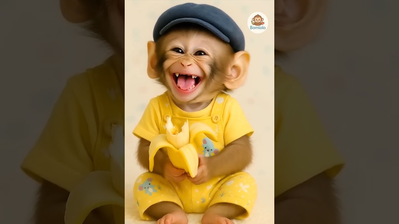 Cute Monkey Eating Banana & Laughing ๐
