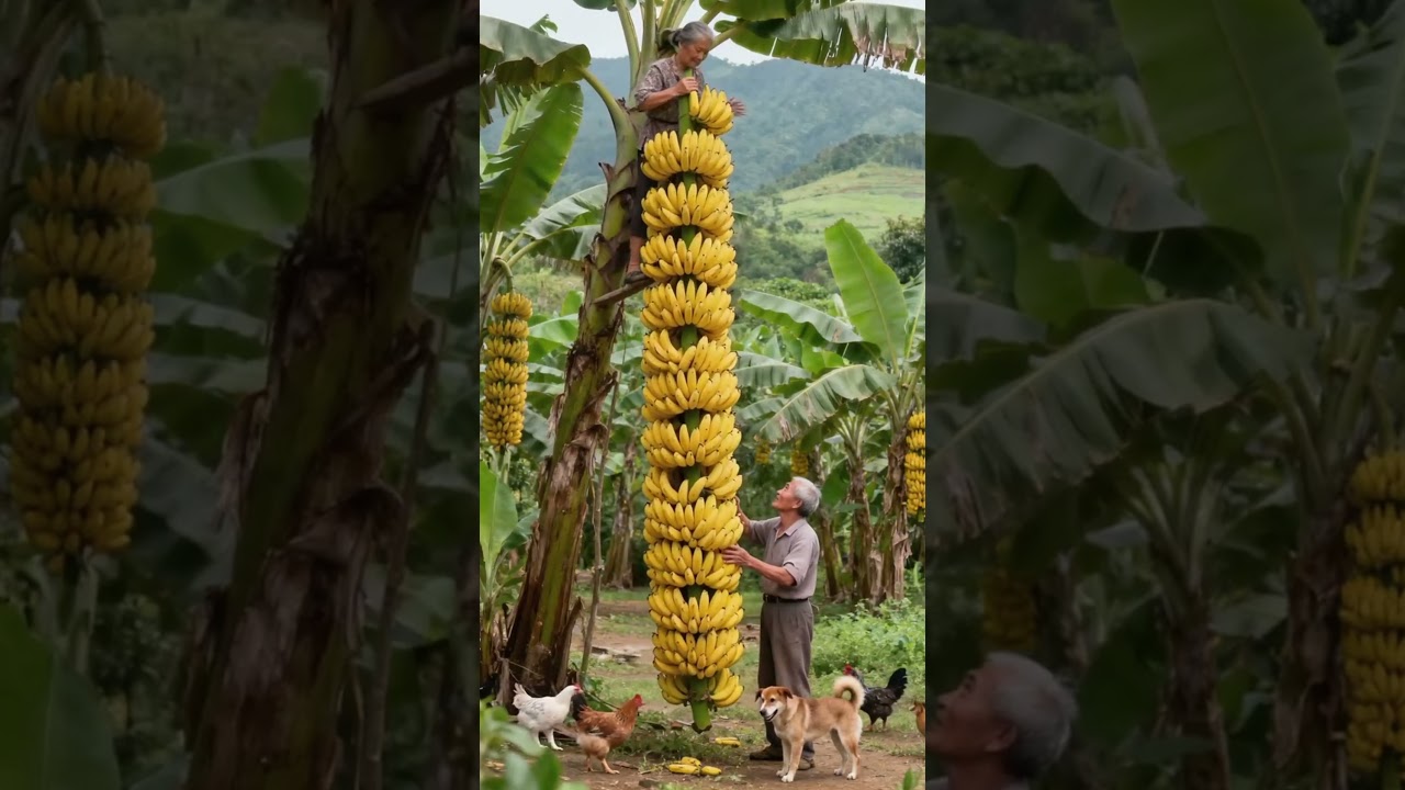 Grandparents Harvest Bananas 🍌 in Village Life