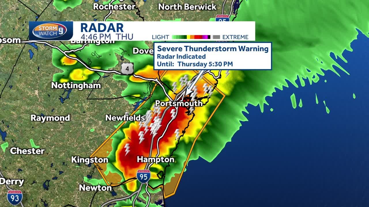 Severe Thunderstorm Warning for East Central Rockingham County, Southern New Hampshire