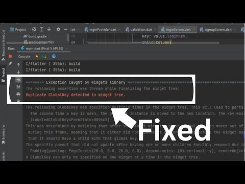 Duplicate GlobalKey detected in widget tree | Saurav Roy | Multiple widgets used the same GlobalKey.