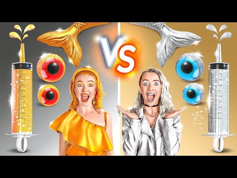 TANTANGAN MAKANAN EMAS VS PERAK || Cuma Makan Satu Warna selama 24 Jam! Mukbang oleh 123 GO! FOOD