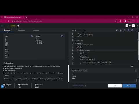 Ceaser cipher lite | CodeChef 121 Starter | Cryptography | Key