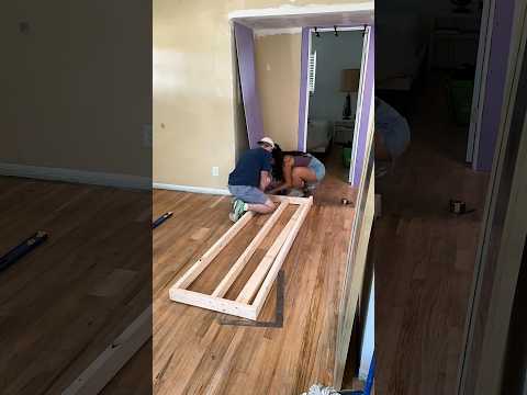 adding this wall made our living room feel larger #firsthomeowner #damagedhome #diyhomeprojects