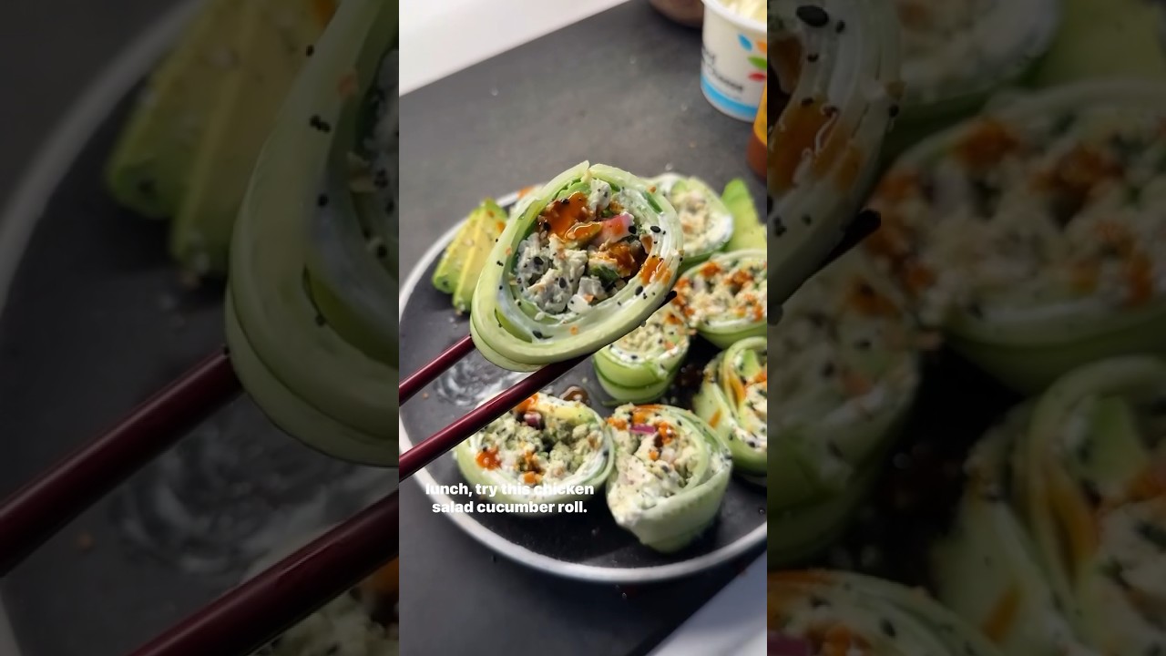 Easy High Protein Chicken Salad Cucumber Rolls 🥒