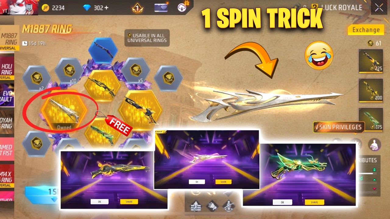 M1887 Ring Event Spin Trick 🎯 | Free Fire New Event