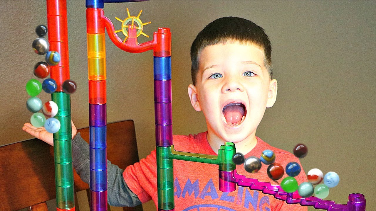 Caleb's Exciting Marble Run Race! 🎉 Watch His Favorite Toy in Action