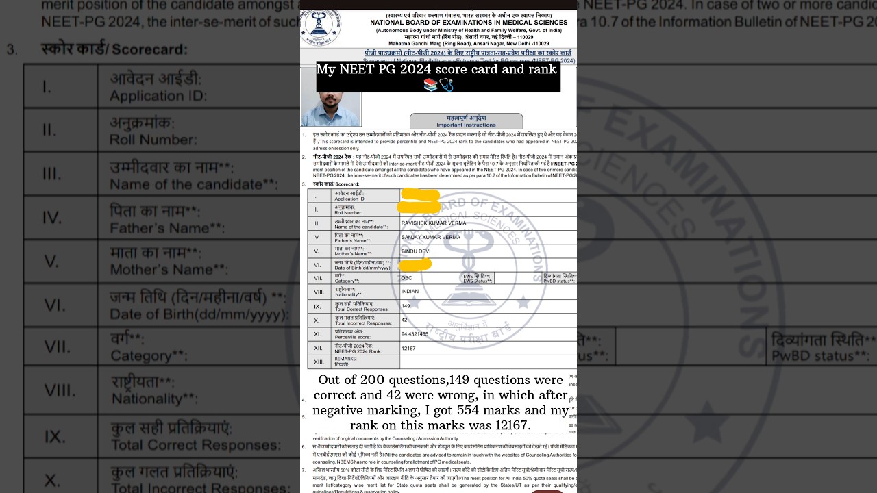 My NEET PG 2024 Score & Rank 📊