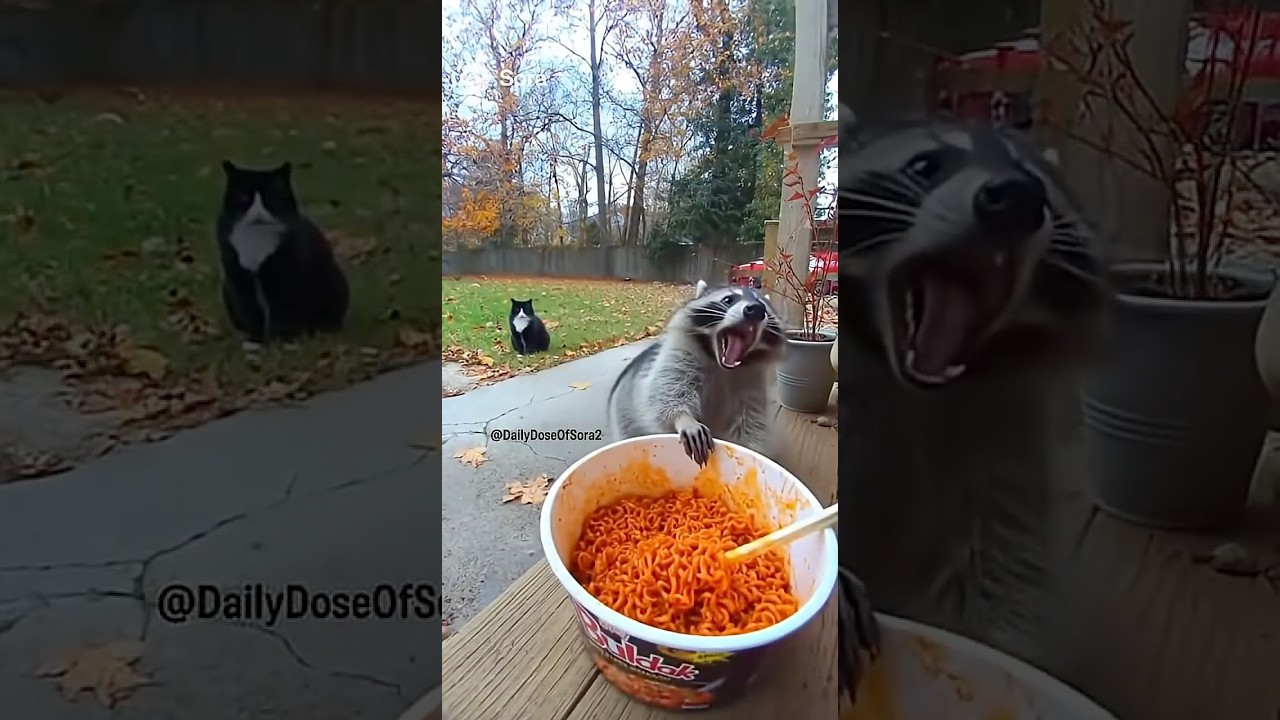 Raccoon’s First Spicy Buldak Noodle Challenge 🌶️