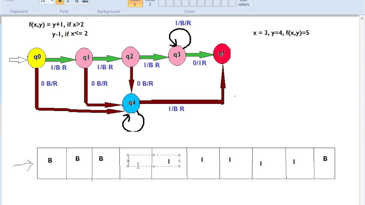 Turing Machine Transition Diagram for a Simple Function