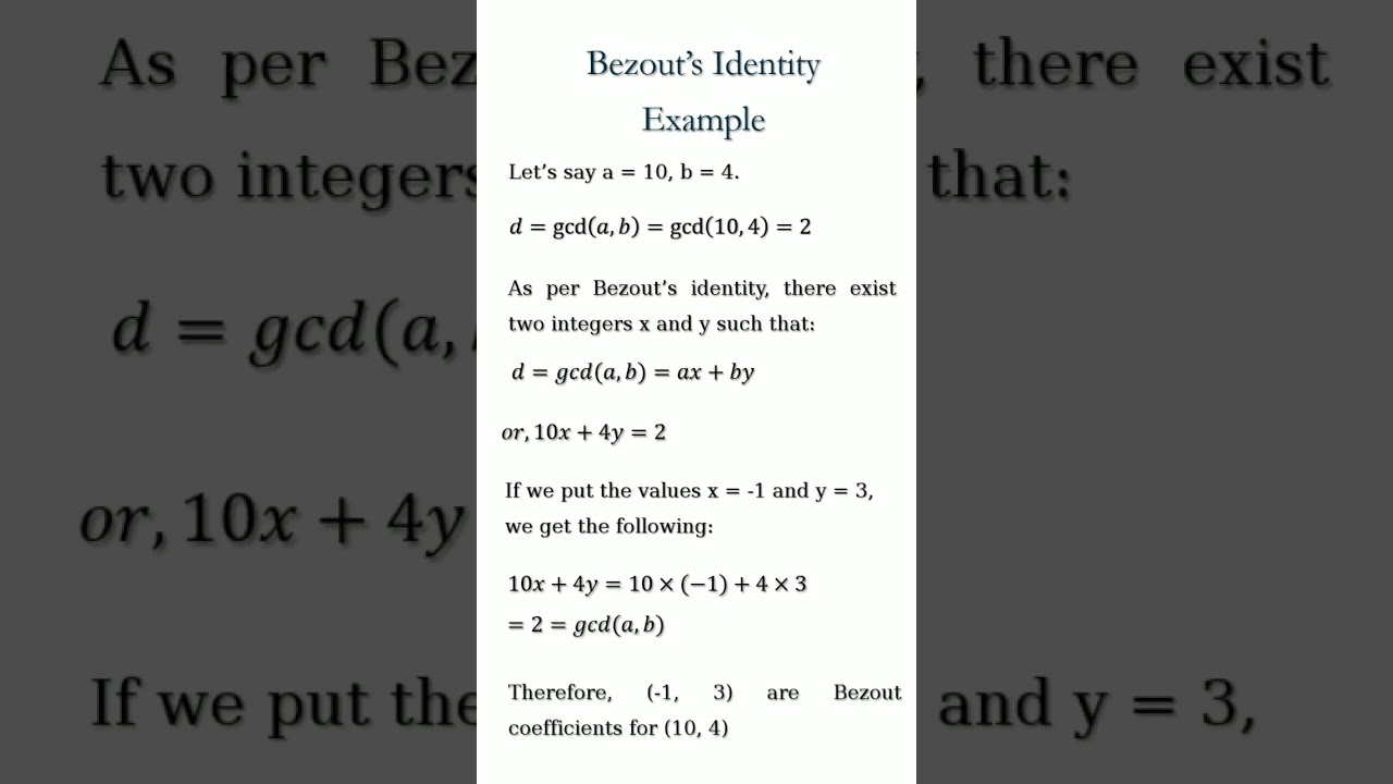 Bezout's Identity & Number Theory for Cryptography 📚