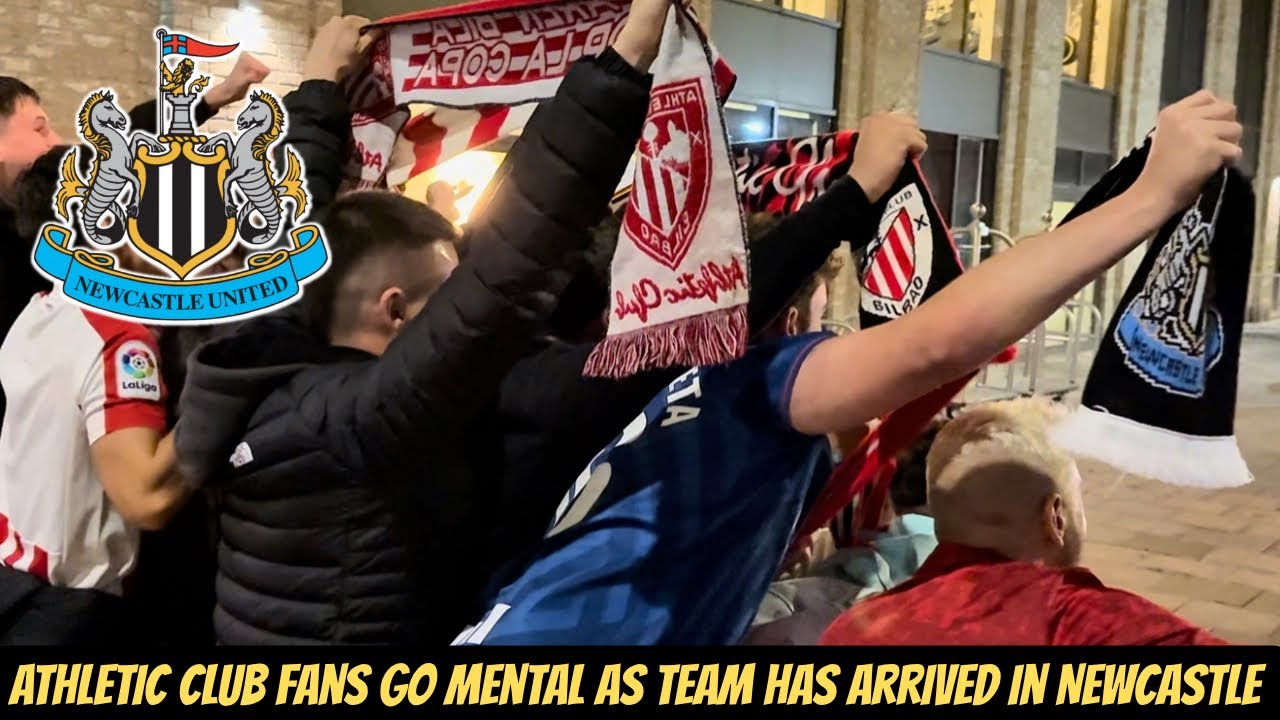 Athletic Bilbao Fans Celebrate Arrival at Newcastle | Exclusive UEFA Champions League Vlog