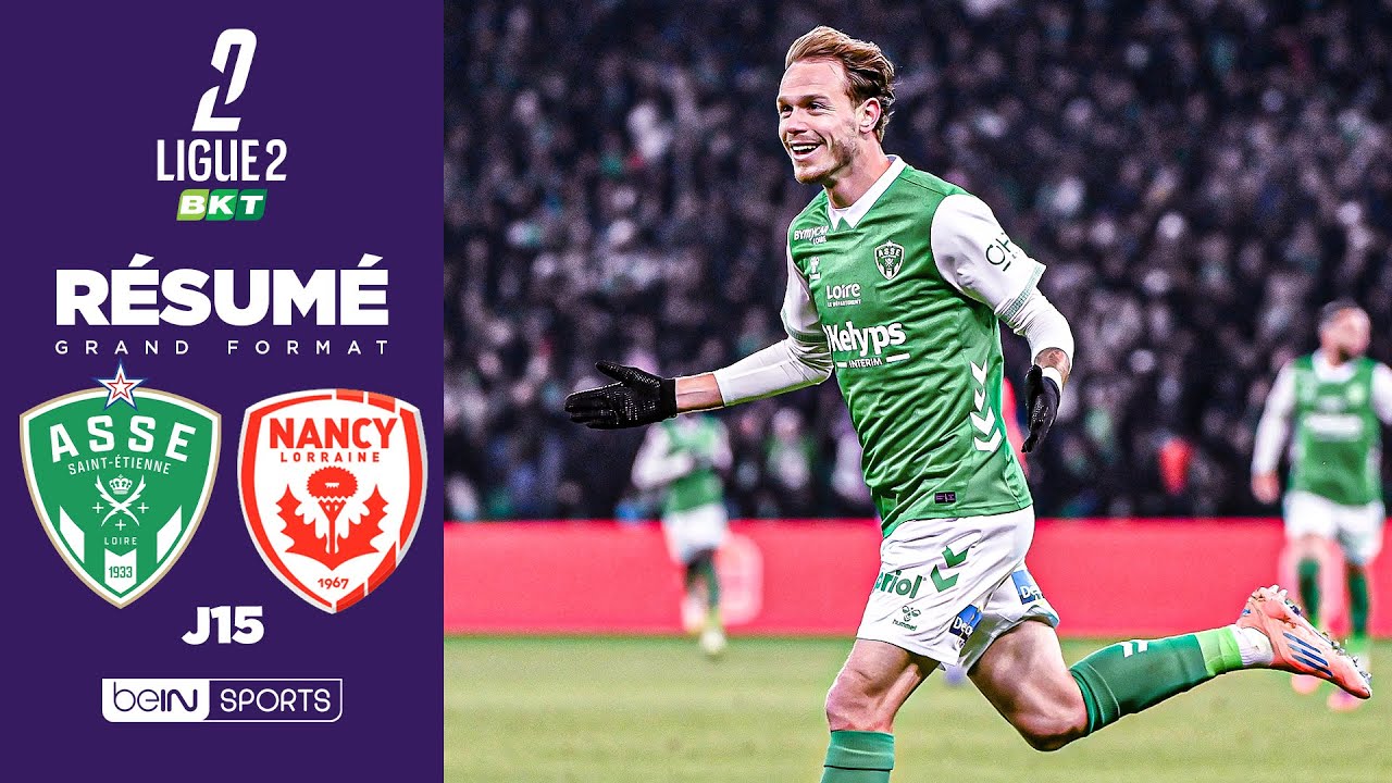 Saint-Étienne bat Nancy, grimpe à la 2e place ⚽