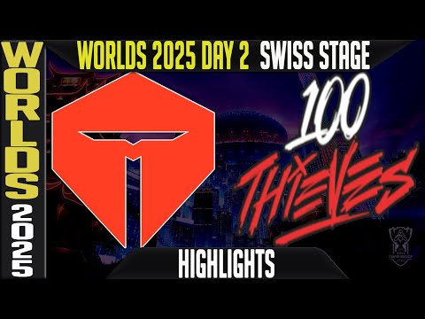 100T vs TES Highlights | Worlds 2025 Day 2 Swiss Stage | 100 Thieves vs TOP Esports
