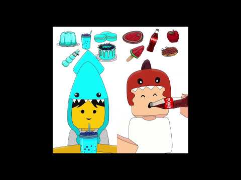 BLUE vs RED Dino Kid and Kraken Kid MUKBANG (99 NIGHTS IN THE FOREST ROBLOX)
