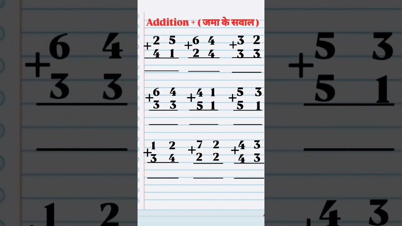 Master Addition Sums | आसान + के सवाल | जमा के सवाल 🧮