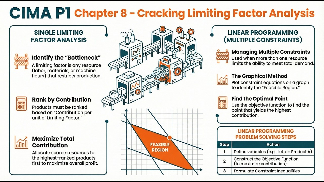 Limiting Factor Analysis | CIMA P1 C8 | [Summary] | #budgeting #ranking #cima #analysis #factor
