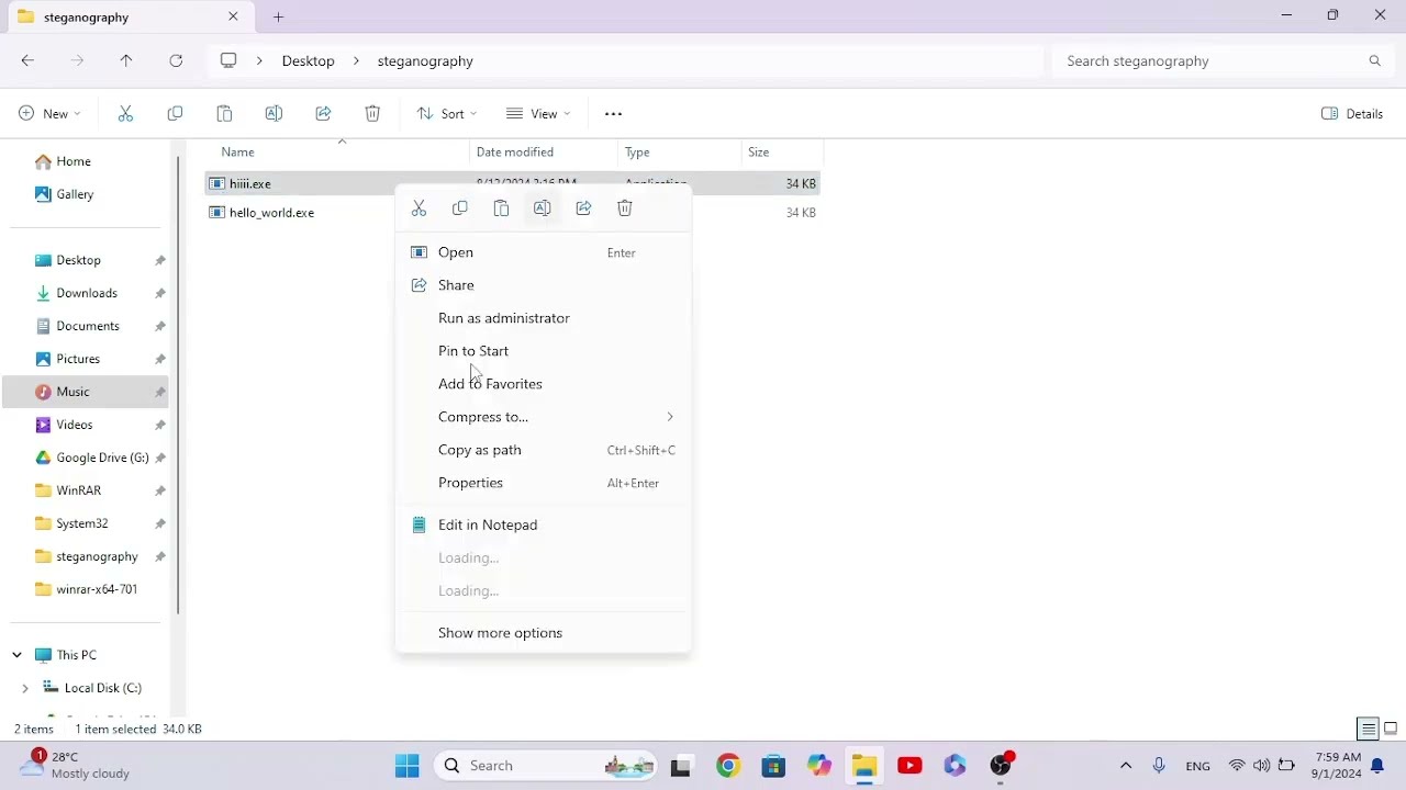 Secretly Hide Executable Files in Any File Using Command Prompt 🕵️‍♂️