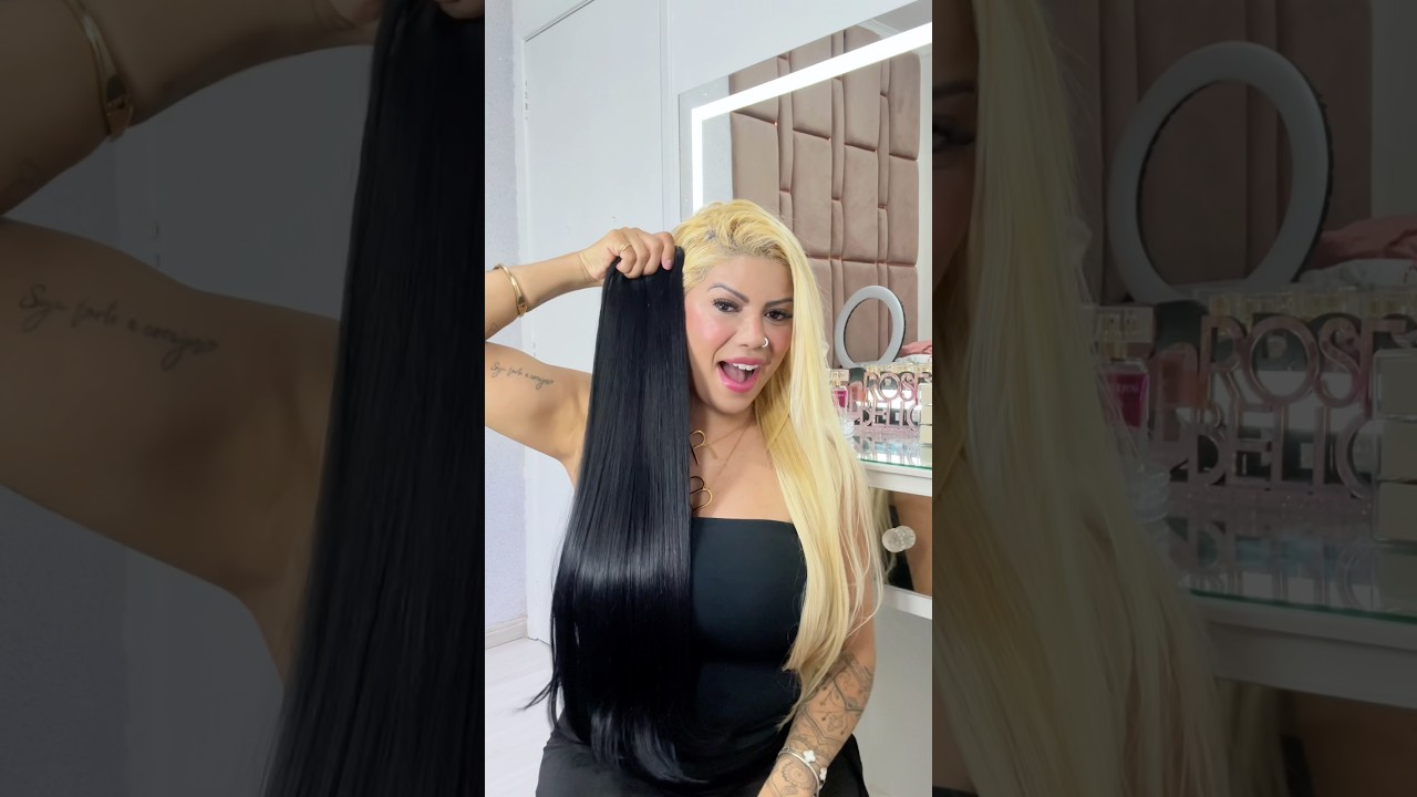 Coloquei Mega Hair Preto na Fita Adesiva