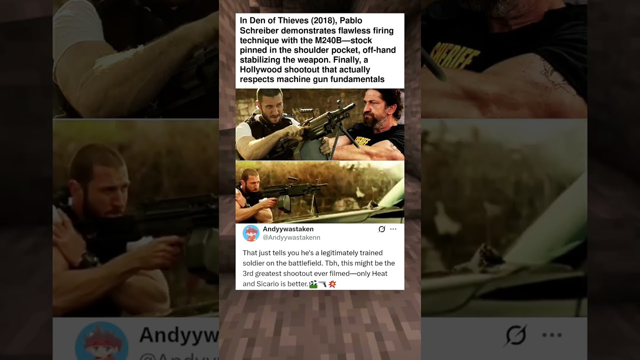 Den of Thieves (2018): Pablo Schreiber's Impressive M240B Shooting Skills 🎯