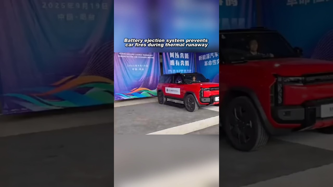 Battery ejection system stops EV fires during thermal runaway