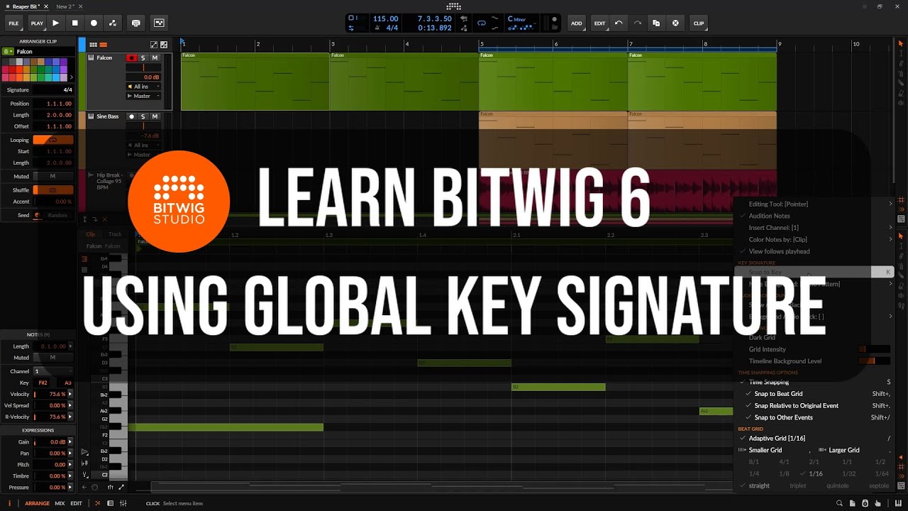 Learn Bitwig 6: Using Global Key Signature & Scale Lock