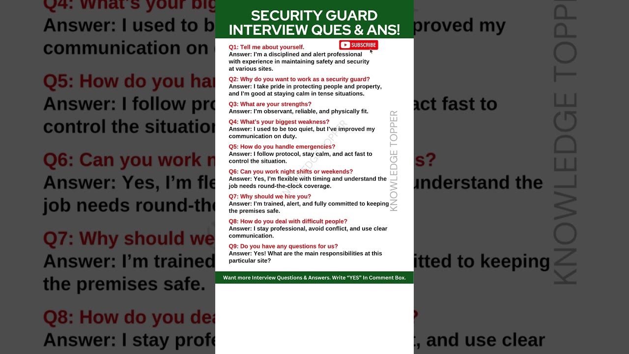 Top 9 Security Guard Interview Q&A 🛡️