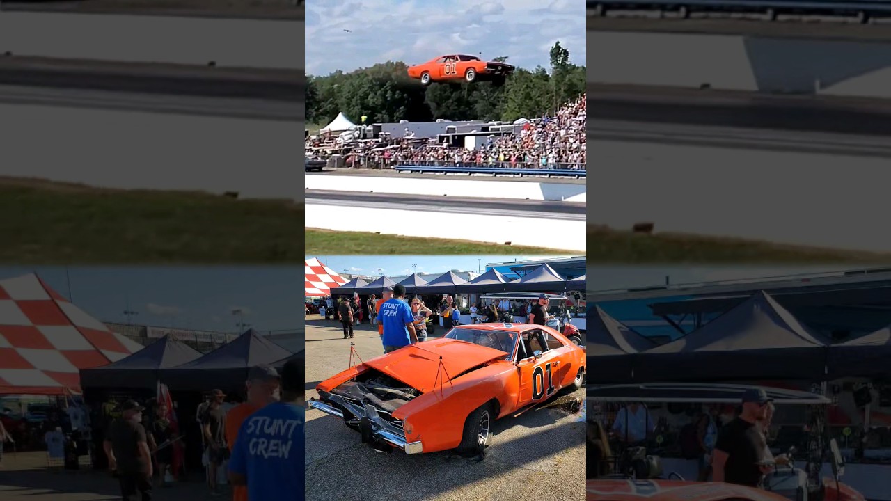 General Lee Stunt Jump Aftermath Photos & Video Mopar Nationals 2024 #generallee #stuntjump #shorts