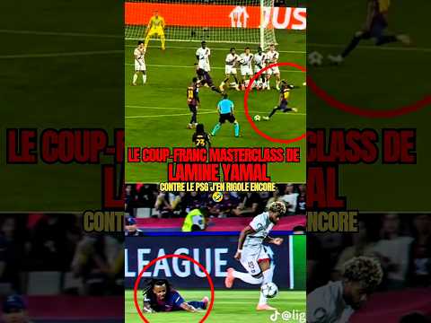 Le coup franc « masterclass » de Lamine Yamal contre le PSG. đ€Łđ Jâen rigole encore depuis hier. đ€Ł