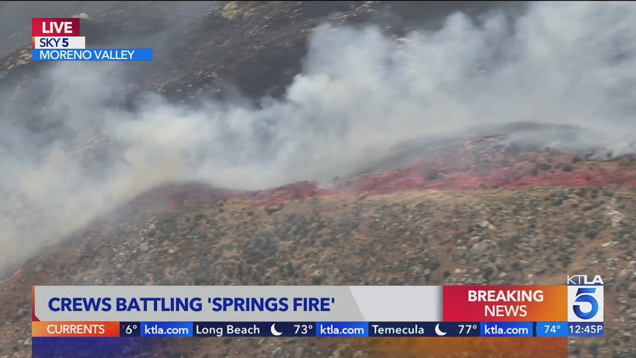 50-acre wind-driven brush fire burning in Moreno Valley