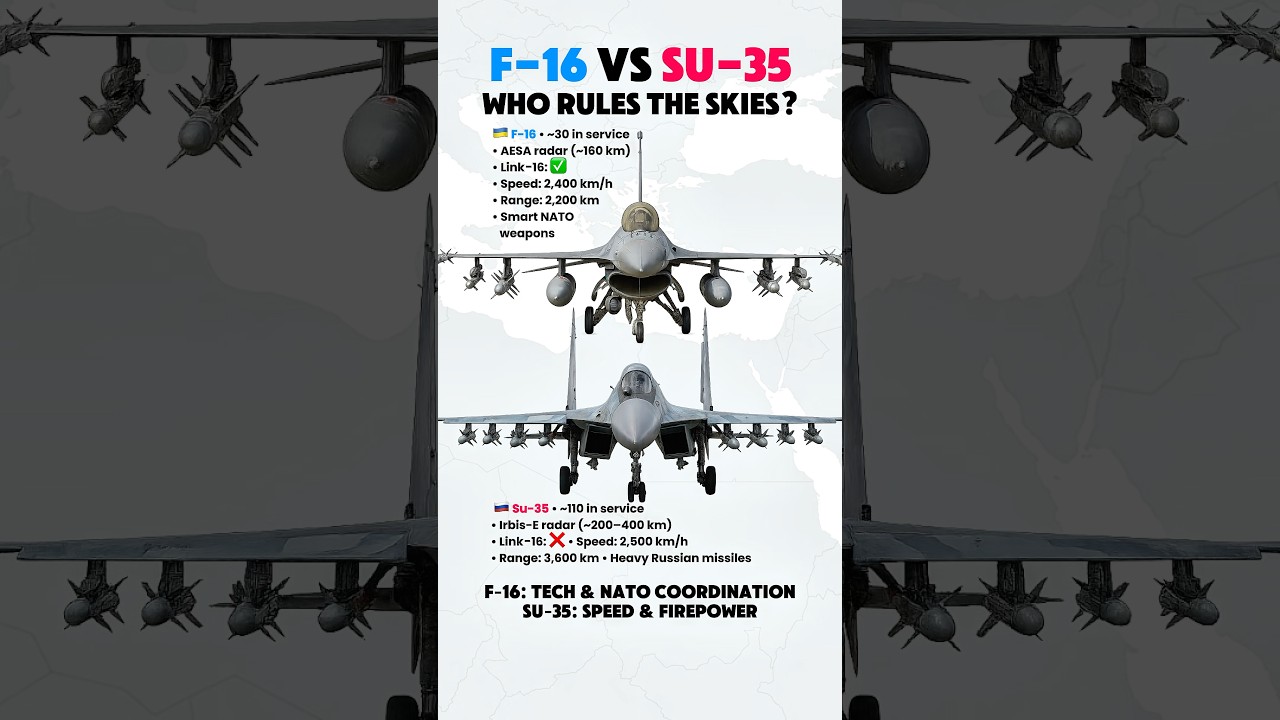 F-16 vs Su-35: Ukraine vs Russia Fighter Battle ✈️