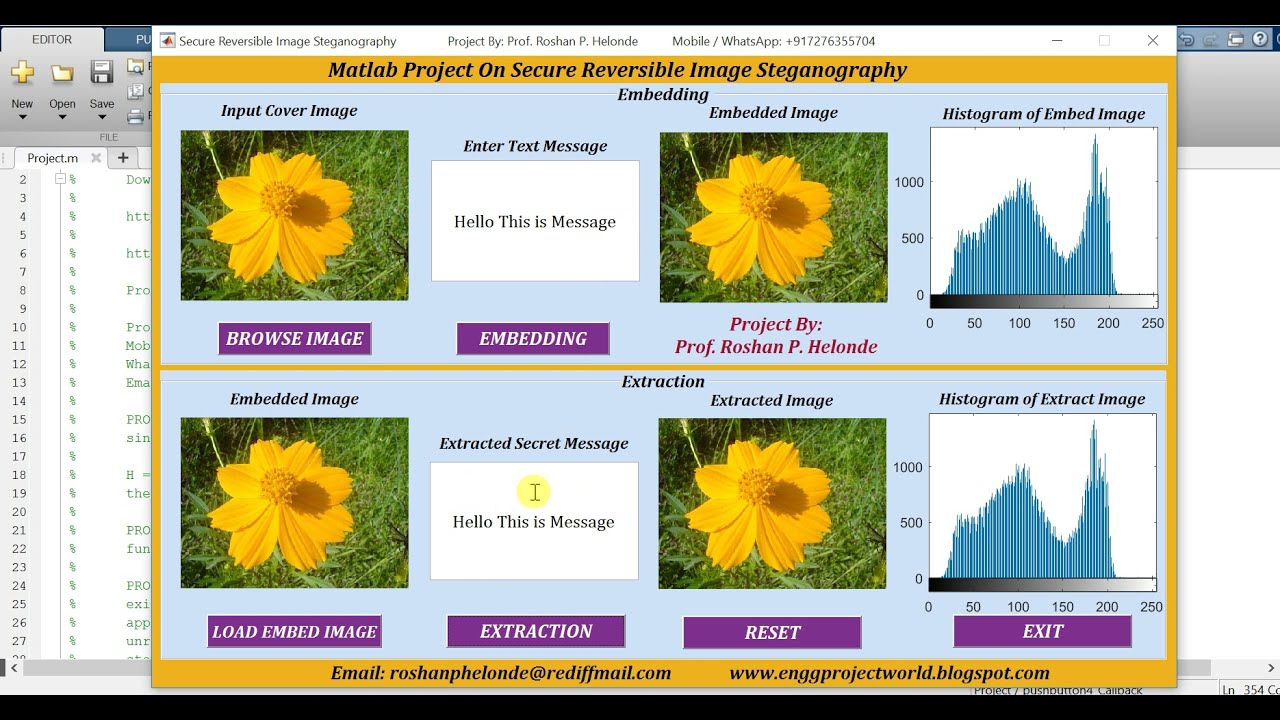 Matlab Code for Reversible Data Hiding || Final Year Project || IEEE Based Projects