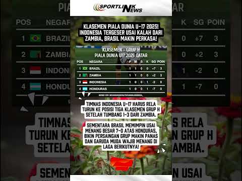Klasemen Piala Dunia U-17 2025! Indonesia Tergeser Usai Kalah dari Zambia, Brasil Makin Perkasa! 🇮🇩🔥