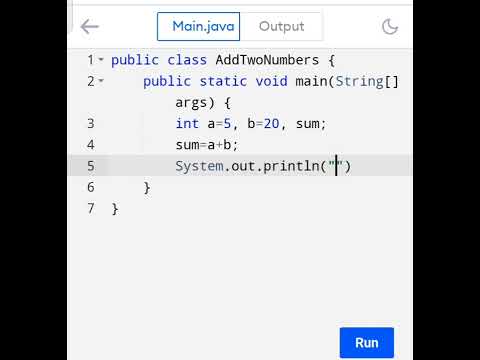 Addition of Two Numbers in Java #short #shorts #Studywithraj