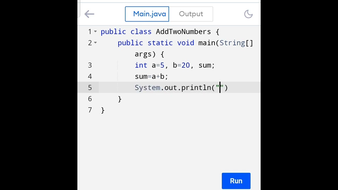 Addition of Two Numbers in Java