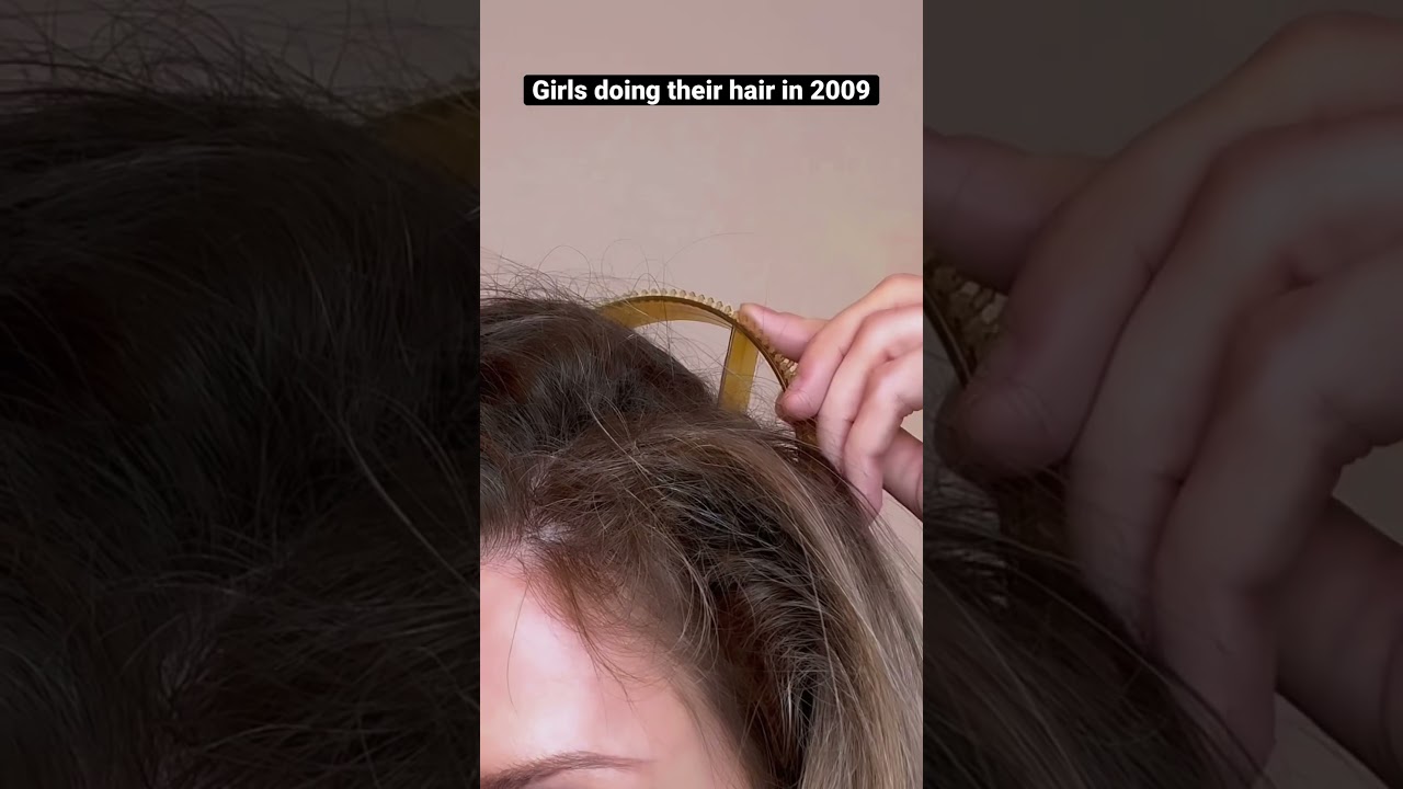 Girls doing their hair in 2009 using a bumpit #2009 #millennials