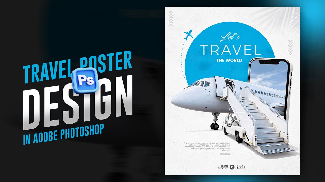 Modern Travel Poster Design in Photoshop ✈️