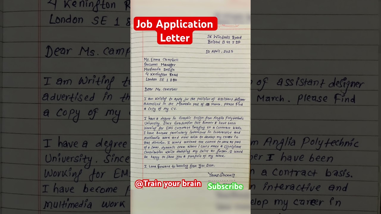Sample Job Application Letter for Graphic Designer Position