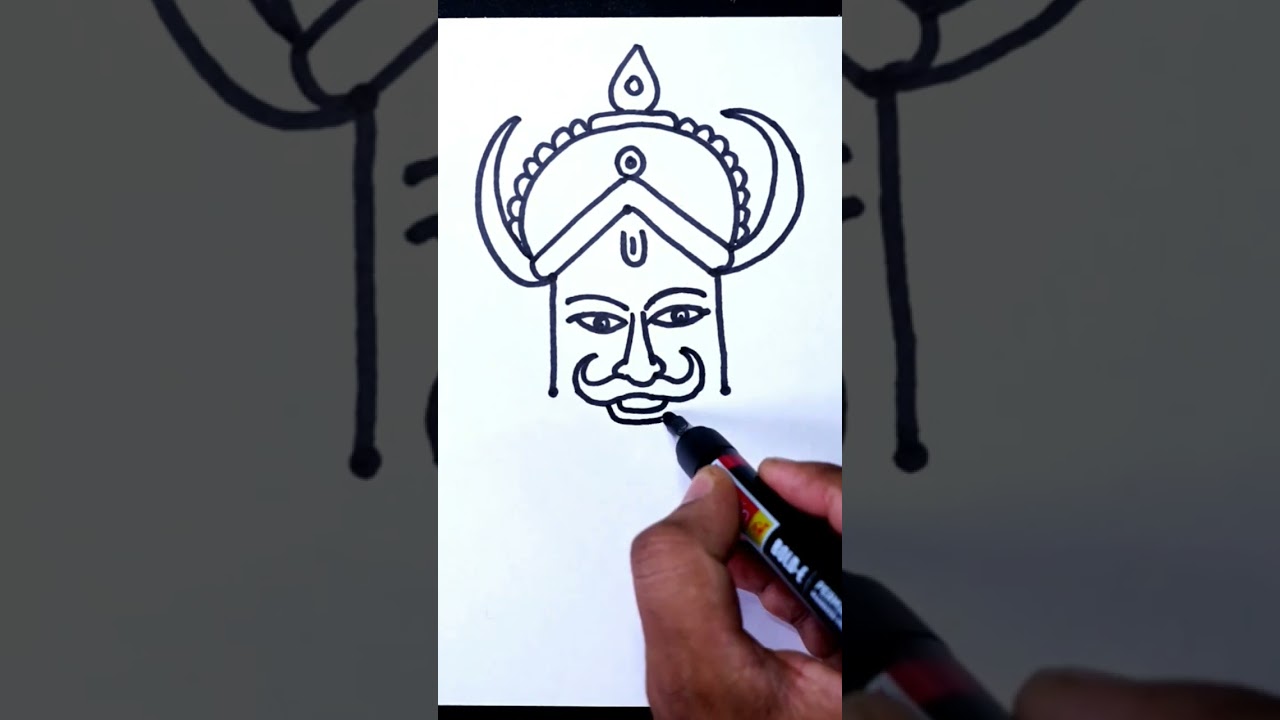 दशहरा पर रावण का चित्र बनाएं। Ravan Drawing Very Easy #art #dussehra #shorts