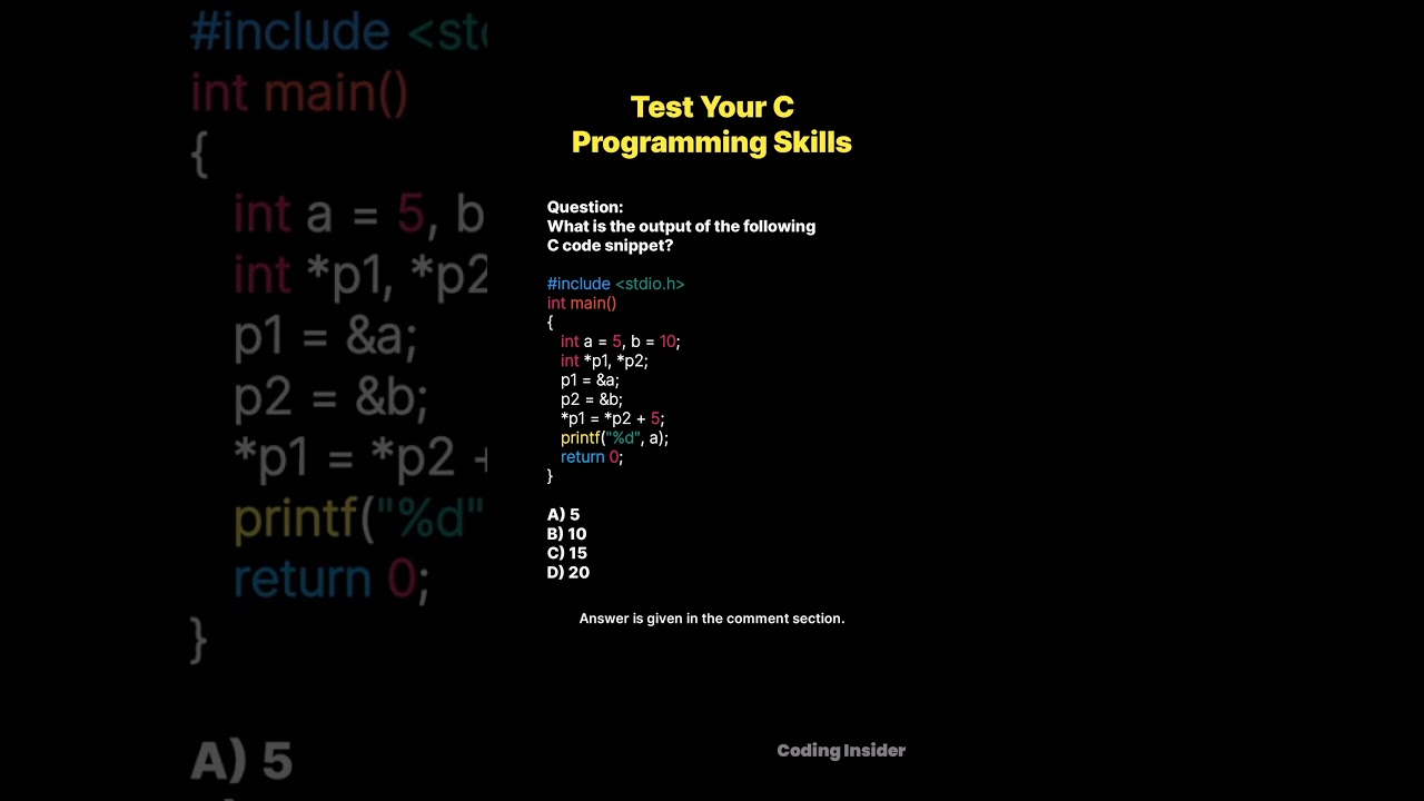 How Well Do You Know C Programming? Take the Quiz! ๐ฅ๏ธ