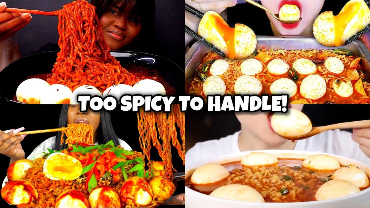 Spicy Noodles & Soft Eggs Mukbang 🌶