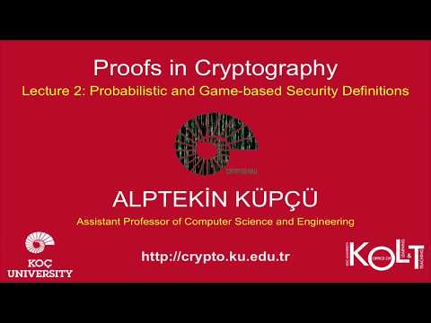 Proofs in Cryptography  Lecture 2 Probabilistic and Game based Security Definitions