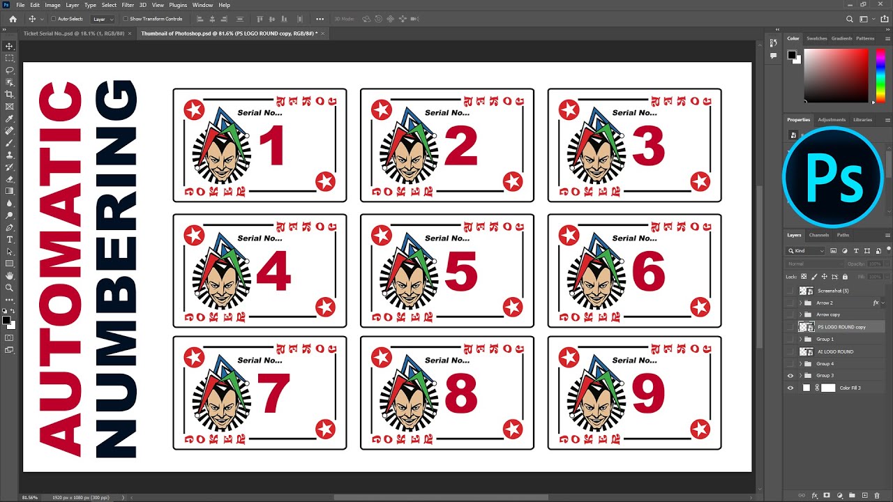 Auto Number Templates in Photoshop & InDesign