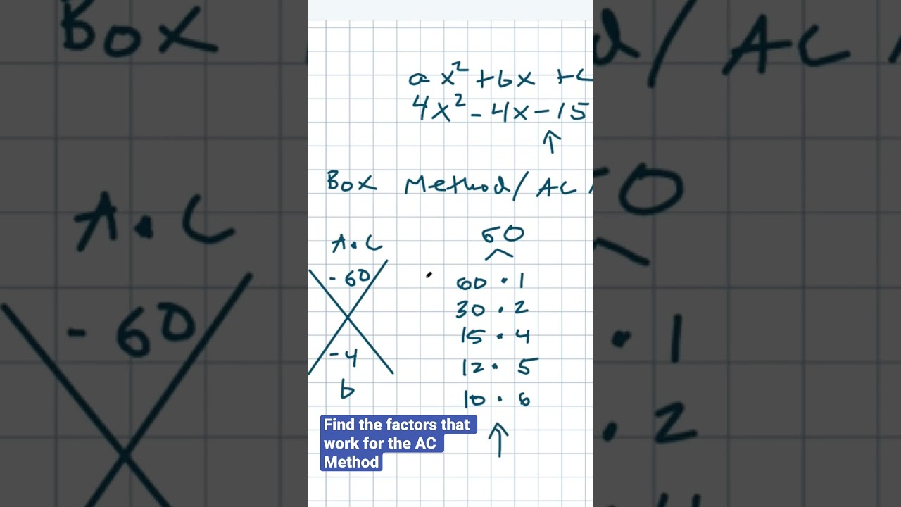 Understanding the AC Method for Factoring Quadratic Equations