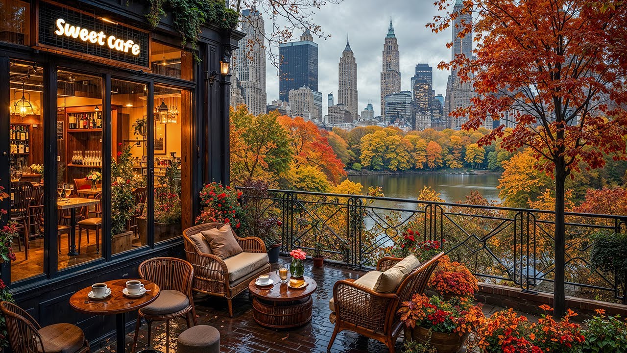 New York Café Jazz in Autumn | Soft Jazz Instrumental with Central Park Views for Calm Study & Work