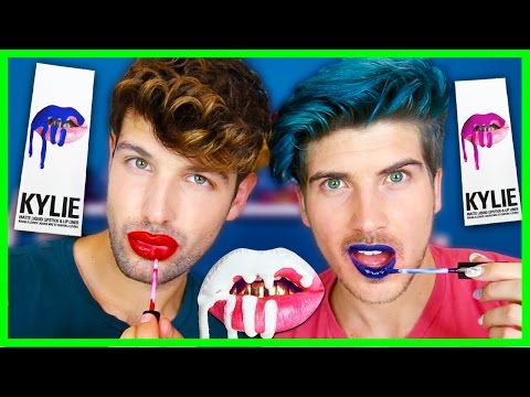 BOYS TRY KYLIE JENNER LIP KIT!