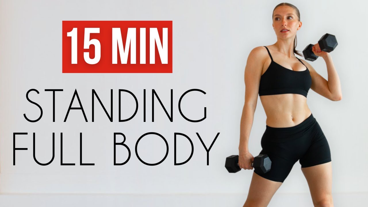 15-Minute Full Body Standing HIIT Workout with Weights for Home