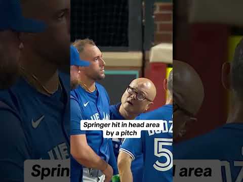 Blue Jays' George Springer hit in the head by a pitch — hoping he's okay 🙏 #mlb #baseball #