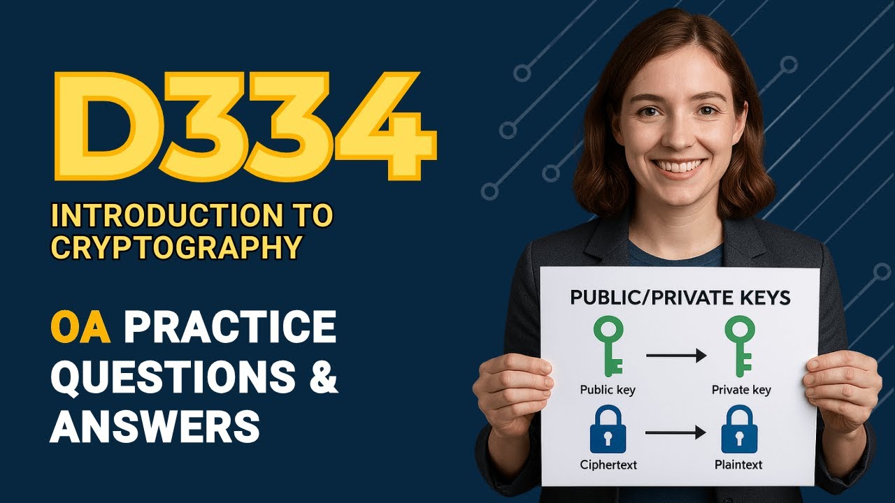 WGU D334 OA Practice Questions & Answers | Master Cryptography Skills π
