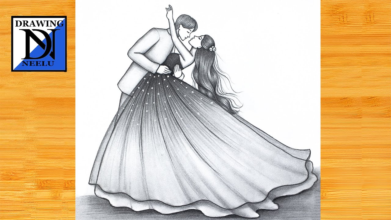 Easy Pencil Sketch of a Dancing Couple 👫